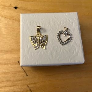 Two gold with diamond accent, necklace charms only.